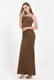 Spaghetti Straps Crepe Sheath Formal Evening Dresses Long Prom Bridesmaid Dress Gowns