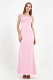 Spaghetti Straps Crepe Sheath Formal Evening Dresses Long Prom Bridesmaid Dress Gowns