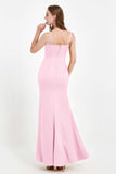 Spaghetti Straps Crepe Sheath Formal Evening Dresses Long Prom Bridesmaid Dress Gowns