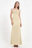 Spaghetti Straps Crepe Sheath Formal Evening Dresses Long Prom Bridesmaid Dress Gowns