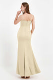 Spaghetti Straps Crepe Sheath Formal Evening Dresses Long Prom Bridesmaid Dress Gowns