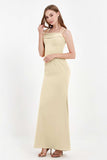 Spaghetti Straps Crepe Sheath Formal Evening Dresses Long Prom Bridesmaid Dress Gowns
