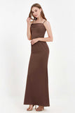 Spaghetti Straps Crepe Sheath Formal Evening Dresses Long Prom Bridesmaid Dress Gowns