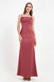Spaghetti Straps Crepe Sheath Formal Evening Dresses Long Prom Bridesmaid Dress Gowns