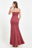 Spaghetti Straps Crepe Sheath Formal Evening Dresses Long Prom Bridesmaid Dress Gowns