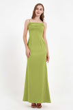 Spaghetti Straps Crepe Sheath Formal Evening Dresses Long Prom Bridesmaid Dress Gowns