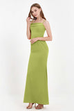 Spaghetti Straps Crepe Sheath Formal Evening Dresses Long Prom Bridesmaid Dress Gowns