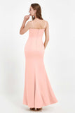 Spaghetti Straps Crepe Sheath Formal Evening Dresses Long Prom Bridesmaid Dress Gowns