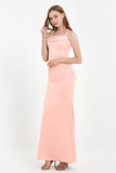 Spaghetti Straps Crepe Sheath Formal Evening Dresses Long Prom Bridesmaid Dress Gowns