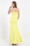 Spaghetti Straps Crepe Sheath Formal Evening Dresses Long Prom Bridesmaid Dress Gowns