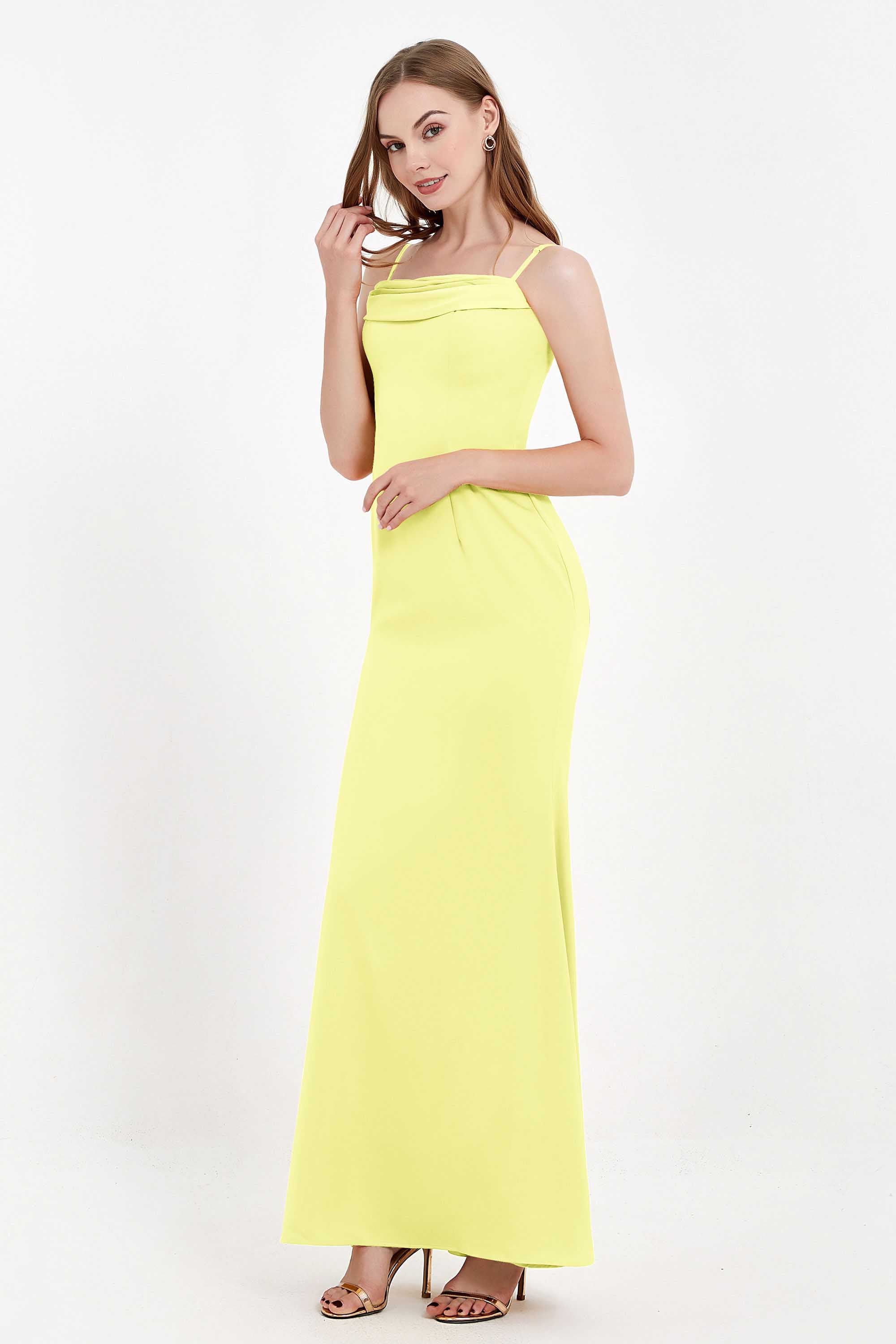Spaghetti Straps Crepe Sheath Formal Evening Dresses Long Prom Bridesmaid Dress Gowns