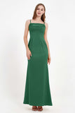 Spaghetti Straps Crepe Sheath Formal Evening Dresses Long Prom Bridesmaid Dress Gowns