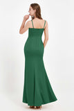 Spaghetti Straps Crepe Sheath Formal Evening Dresses Long Prom Bridesmaid Dress Gowns
