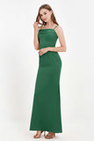 Spaghetti Straps Crepe Sheath Formal Evening Dresses Long Prom Bridesmaid Dress Gowns