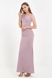Spaghetti Straps Crepe Sheath Formal Evening Dresses Long Prom Bridesmaid Dress Gowns
