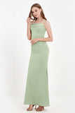 Spaghetti Straps Crepe Sheath Formal Evening Dresses Long Prom Bridesmaid Dress Gowns