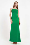 Spaghetti Straps Crepe Sheath Formal Evening Dresses Long Prom Bridesmaid Dress Gowns
