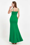 Spaghetti Straps Crepe Sheath Formal Evening Dresses Long Prom Bridesmaid Dress Gowns