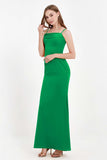 Spaghetti Straps Crepe Sheath Formal Evening Dresses Long Prom Bridesmaid Dress Gowns