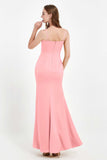 Spaghetti Straps Crepe Sheath Formal Evening Dresses Long Prom Bridesmaid Dress Gowns