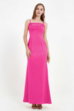 Spaghetti Straps Crepe Sheath Formal Evening Dresses Long Prom Bridesmaid Dress Gowns