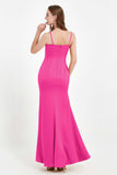 Spaghetti Straps Crepe Sheath Formal Evening Dresses Long Prom Bridesmaid Dress Gowns