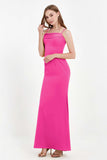Spaghetti Straps Crepe Sheath Formal Evening Dresses Long Prom Bridesmaid Dress Gowns