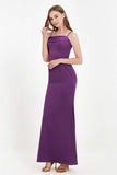 Spaghetti Straps Crepe Sheath Formal Evening Dresses Long Prom Bridesmaid Dress Gowns