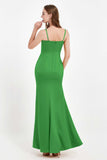 Spaghetti Straps Crepe Sheath Formal Evening Dresses Long Prom Bridesmaid Dress Gowns