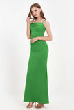 Spaghetti Straps Crepe Sheath Formal Evening Dresses Long Prom Bridesmaid Dress Gowns