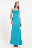 Spaghetti Straps Crepe Sheath Formal Evening Dresses Long Prom Bridesmaid Dress Gowns