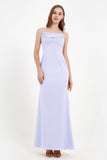 Spaghetti Straps Crepe Sheath Formal Evening Dresses Long Prom Bridesmaid Dress Gowns