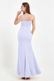 Spaghetti Straps Crepe Sheath Formal Evening Dresses Long Prom Bridesmaid Dress Gowns