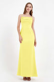 Spaghetti Straps Crepe Sheath Formal Evening Dresses Long Prom Bridesmaid Dress Gowns