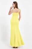 Spaghetti Straps Crepe Sheath Formal Evening Dresses Long Prom Bridesmaid Dress Gowns