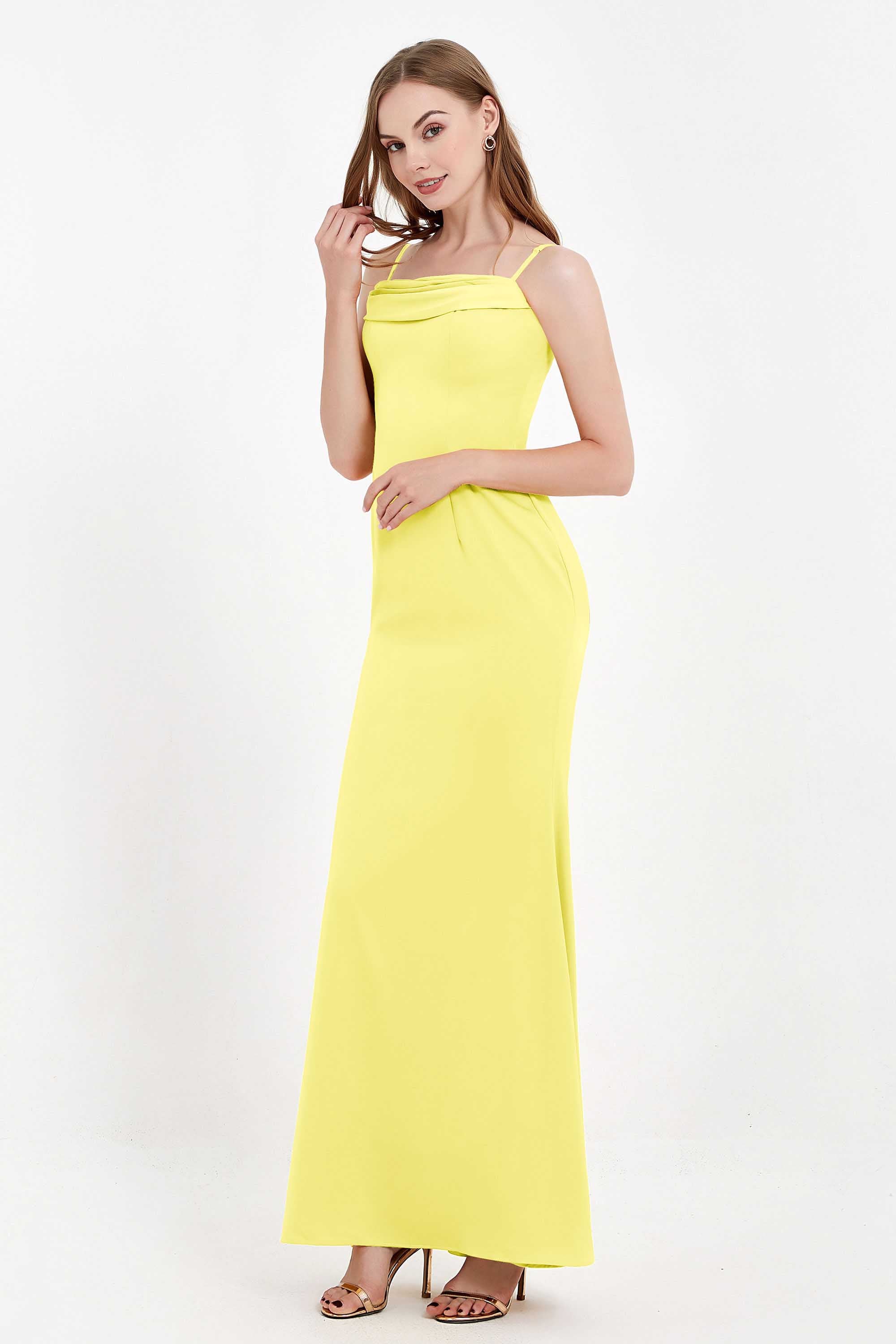 Spaghetti Straps Crepe Sheath Formal Evening Dresses Long Prom Bridesmaid Dress Gowns