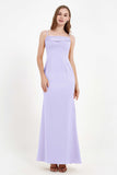 Spaghetti Straps Crepe Sheath Formal Evening Dresses Long Prom Bridesmaid Dress Gowns