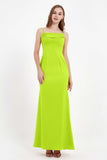 Spaghetti Straps Crepe Sheath Formal Evening Dresses Long Prom Bridesmaid Dress Gowns