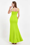 Spaghetti Straps Crepe Sheath Formal Evening Dresses Long Prom Bridesmaid Dress Gowns