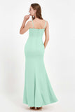 Spaghetti Straps Crepe Sheath Formal Evening Dresses Long Prom Bridesmaid Dress Gowns