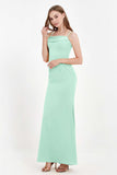 Spaghetti Straps Crepe Sheath Formal Evening Dresses Long Prom Bridesmaid Dress Gowns
