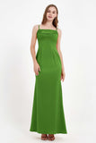 Spaghetti Straps Crepe Sheath Formal Evening Dresses Long Prom Bridesmaid Dress Gowns