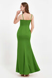 Spaghetti Straps Crepe Sheath Formal Evening Dresses Long Prom Bridesmaid Dress Gowns