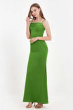 Spaghetti Straps Crepe Sheath Formal Evening Dresses Long Prom Bridesmaid Dress Gowns