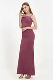 Spaghetti Straps Crepe Sheath Formal Evening Dresses Long Prom Bridesmaid Dress Gowns