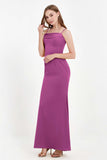 Spaghetti Straps Crepe Sheath Formal Evening Dresses Long Prom Bridesmaid Dress Gowns