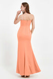 Spaghetti Straps Crepe Sheath Formal Evening Dresses Long Prom Bridesmaid Dress Gowns