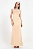 Spaghetti Straps Crepe Sheath Formal Evening Dresses Long Prom Bridesmaid Dress Gowns