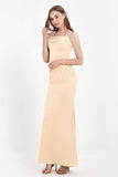 Spaghetti Straps Crepe Sheath Formal Evening Dresses Long Prom Bridesmaid Dress Gowns