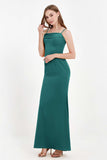 Spaghetti Straps Crepe Sheath Formal Evening Dresses Long Prom Bridesmaid Dress Gowns